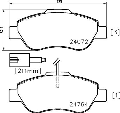 HELLA 8DB 355 014-471 - Komplet Pločica, disk-kočnica www.molydon.hr