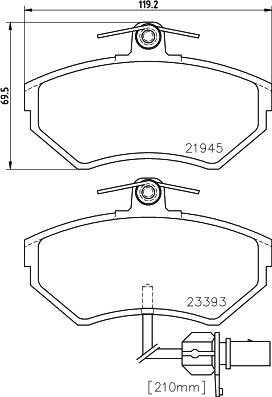 HELLA 8DB 355 018-451 - Komplet Pločica, disk-kočnica www.molydon.hr