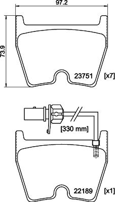 HELLA 8DB 355 023-081 - Komplet Pločica, disk-kočnica www.molydon.hr