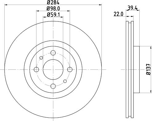 HELLA 8DD 355 102-531 - Kočioni disk www.molydon.hr