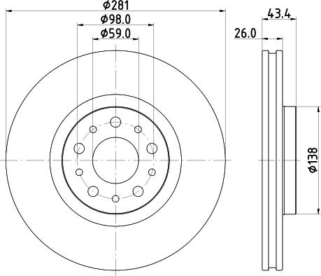 HELLA 8DD 355 132-131 - Kočioni disk www.molydon.hr