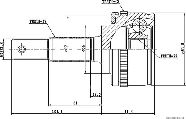 Herth+Buss Jakoparts J2821119 - Kardan, Pogonska osovina www.molydon.hr