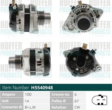 Hoffer H5540948 - Alternator www.molydon.hr