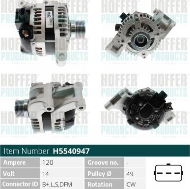 Hoffer H5540947 - Alternator www.molydon.hr