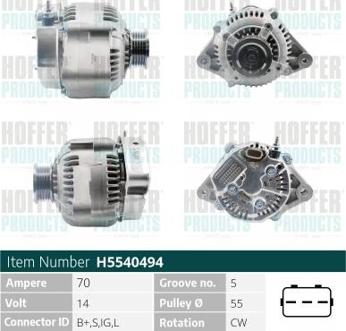 Hoffer H5540494 - Alternator www.molydon.hr