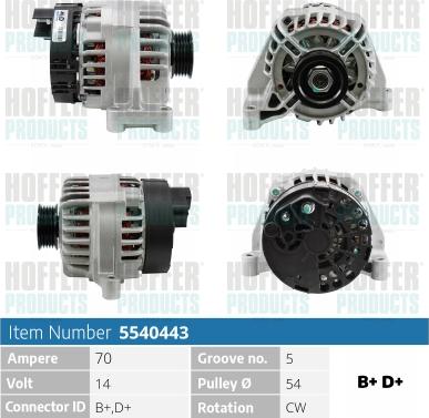 Hoffer H5540443 - Alternator www.molydon.hr