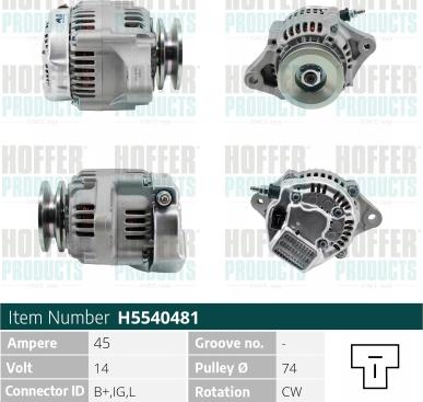 Hoffer H5540481 - Alternator www.molydon.hr