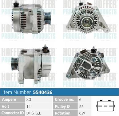 Hoffer H5540436 - Alternator www.molydon.hr