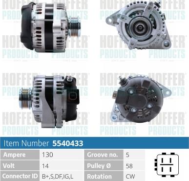 Hoffer H5540433 - Alternator www.molydon.hr