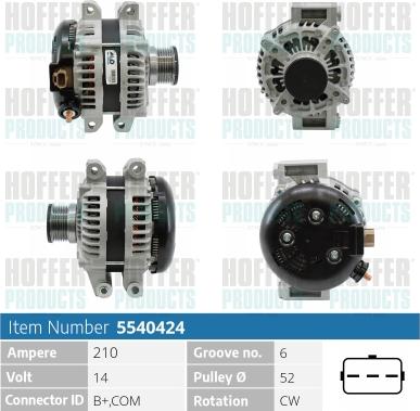 Hoffer H5540424 - Alternator www.molydon.hr