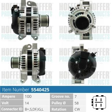 Hoffer H5540425 - Alternator www.molydon.hr