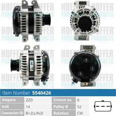 Hoffer H5540426 - Alternator www.molydon.hr