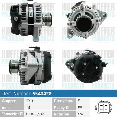 Hoffer H5540428 - Alternator www.molydon.hr