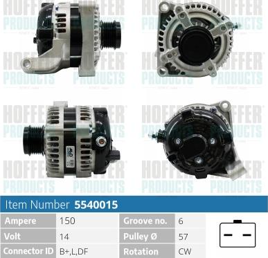 Hoffer H5540015 - Alternator www.molydon.hr