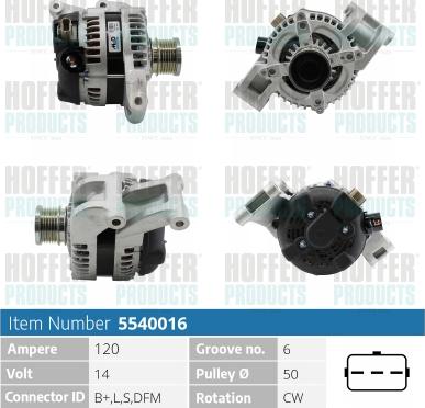 Hoffer H5540016 - Alternator www.molydon.hr