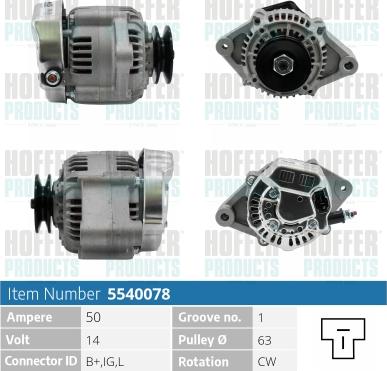 Hoffer H5540078 - Alternator www.molydon.hr