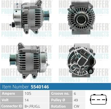 Hoffer H5540146 - Alternator www.molydon.hr