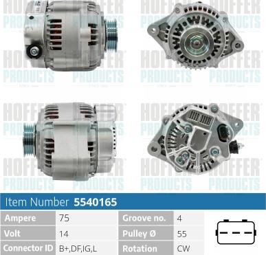 Hoffer H5540165 - Alternator www.molydon.hr