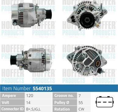 Hoffer H5540135 - Alternator www.molydon.hr