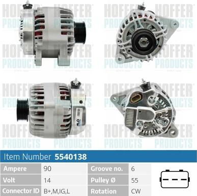 Hoffer H5540138 - Alternator www.molydon.hr