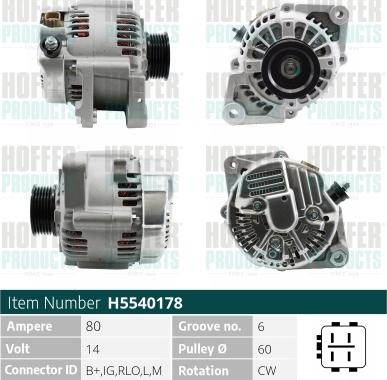 Hoffer H5540178 - Alternator www.molydon.hr