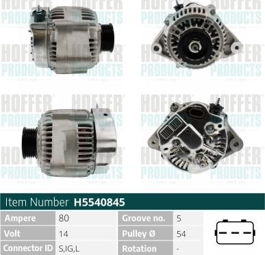 Hoffer H5540845 - Alternator www.molydon.hr