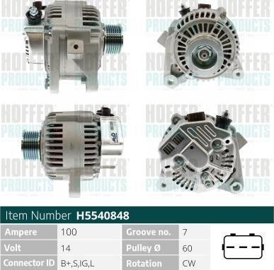 Hoffer H5540848 - Alternator www.molydon.hr