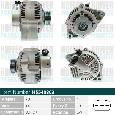 Hoffer H5540803 - Alternator www.molydon.hr