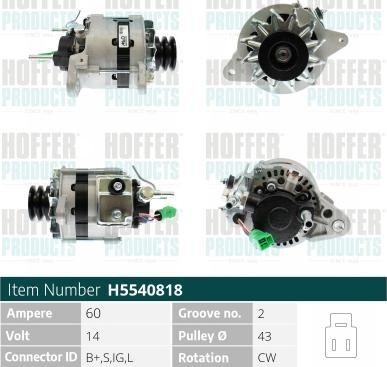 Hoffer H5540818 - Alternator www.molydon.hr