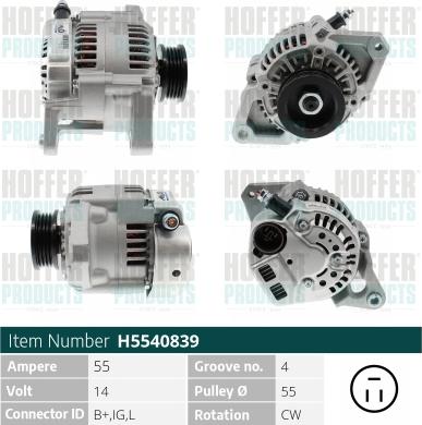 Hoffer H5540839 - Alternator www.molydon.hr