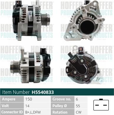 Hoffer H5540833 - Alternator www.molydon.hr