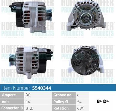 Hoffer H5540344 - Alternator www.molydon.hr