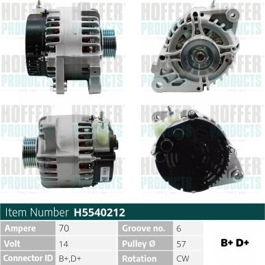 Hoffer H5540212 - Alternator www.molydon.hr