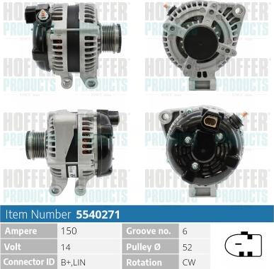 Hoffer H5540271 - Alternator www.molydon.hr