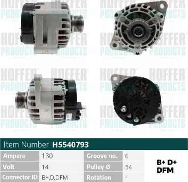 Hoffer H5540793 - Alternator www.molydon.hr