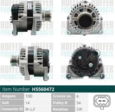 Hoffer H5560472 - Alternator www.molydon.hr