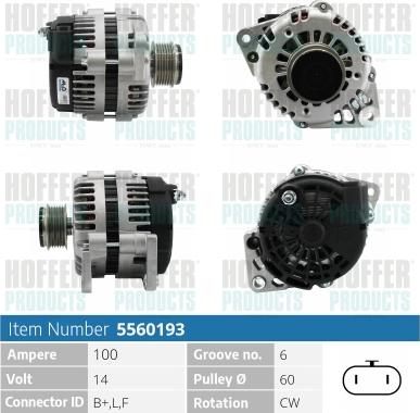 Hoffer H5560193 - Alternator www.molydon.hr