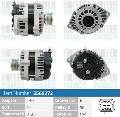 Hoffer H5560272 - Alternator www.molydon.hr