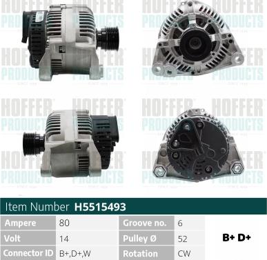 Hoffer H5515493 - Alternator www.molydon.hr