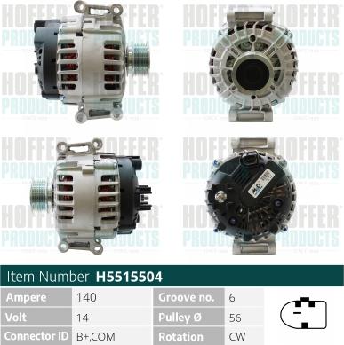 Hoffer H5515504 - Alternator www.molydon.hr