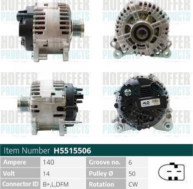 Hoffer H5515506 - Alternator www.molydon.hr