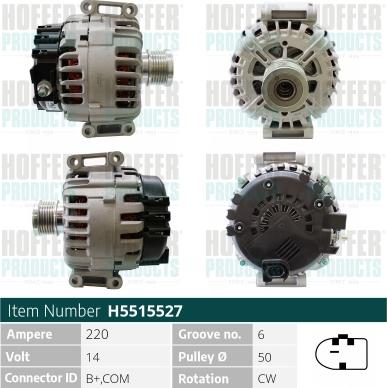 Hoffer H5515527 - Alternator www.molydon.hr