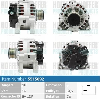 Hoffer H5515092 - Alternator www.molydon.hr