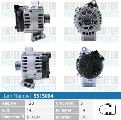 Hoffer H5515004 - Alternator www.molydon.hr