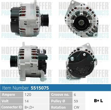 Hoffer H5515075 - Alternator www.molydon.hr