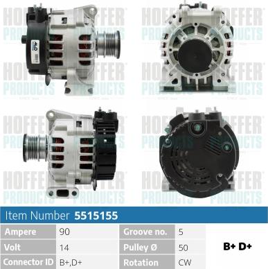 Hoffer H5515155 - Alternator www.molydon.hr