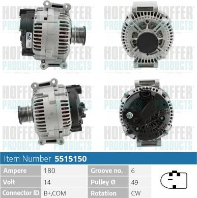 Hoffer H5515150 - Alternator www.molydon.hr