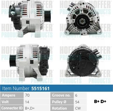 Hoffer H5515161 - Alternator www.molydon.hr