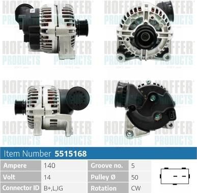 Hoffer H5515168 - Alternator www.molydon.hr