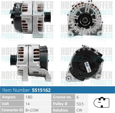 Hoffer H5515162 - Alternator www.molydon.hr